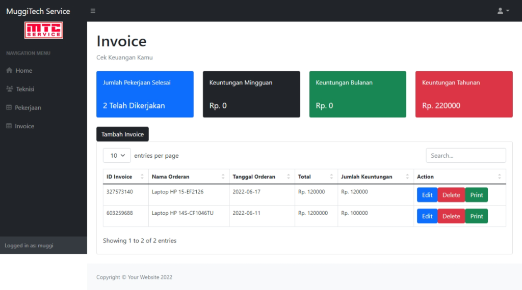 Harkovnet - Early Interface Design for HarkovWork Invoicement