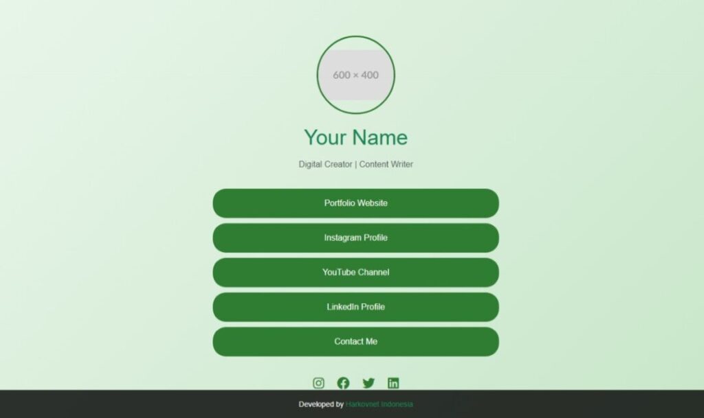 tampilan Template Website Link-in-Bio dari Harkovnet Indonesia