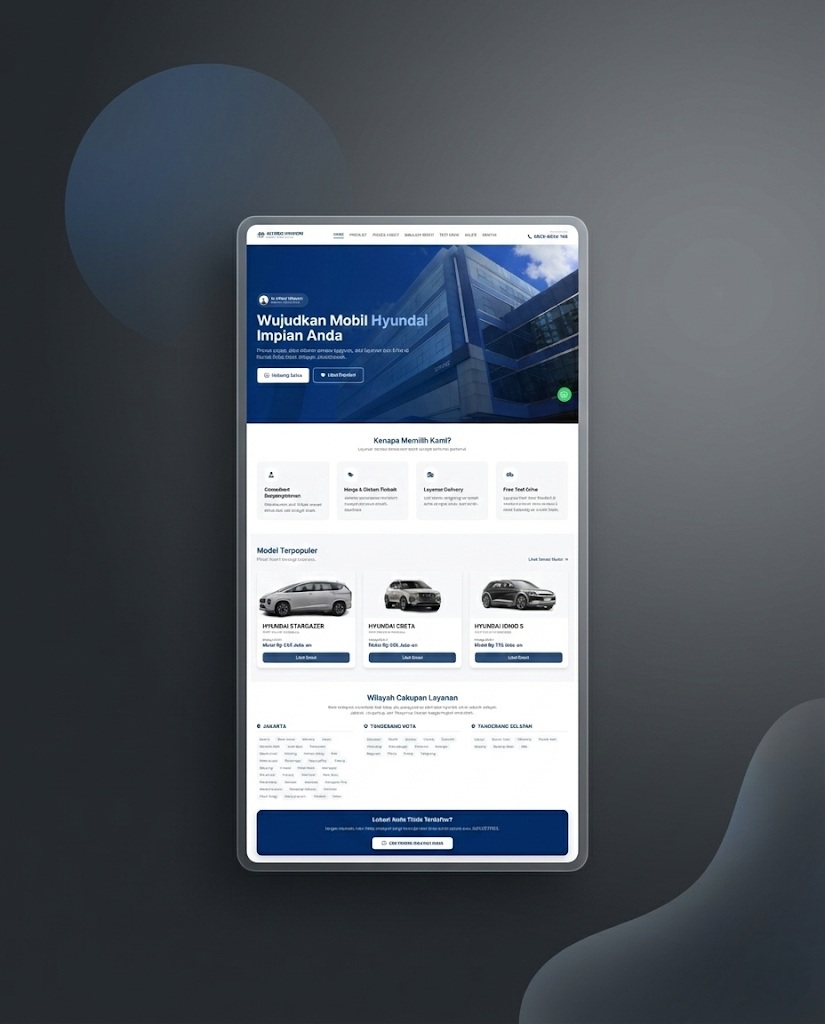 halaman depan dari Portofolio Website carihyundaijakarta.com